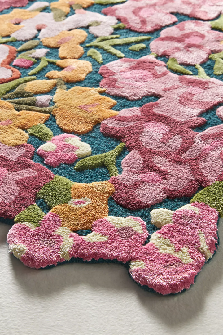 Blossom Motif Silk Hand Tufted Carpet