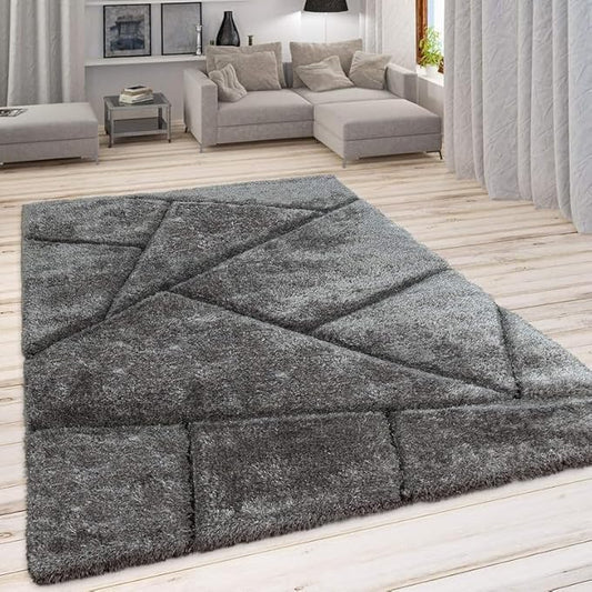 Crystal Grey Shaggy Carpet & Rug