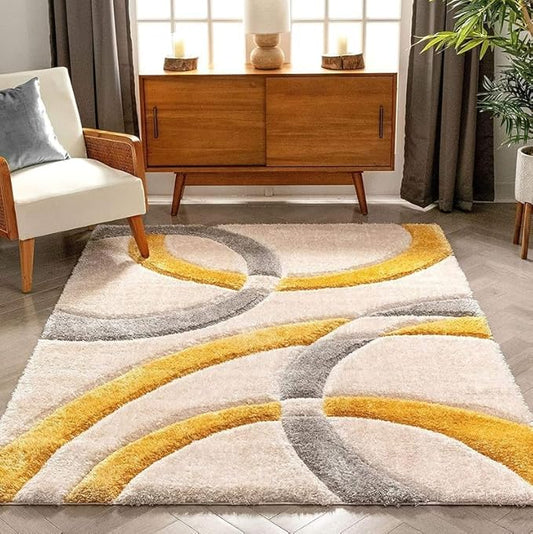 Crystal Yellow Shaggy Carpet & Rug