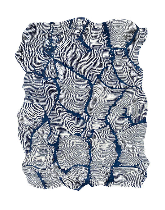 Ocean Vein | Abstract Blue & White Tufted Rug