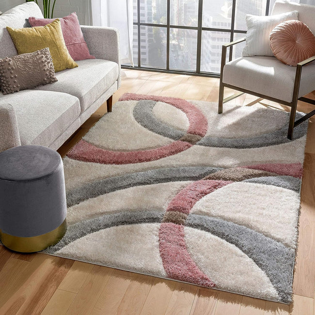Carpet for Living, Pink ivory beige 2-inch Thick Carpet, Home Decor Shaggy Carpet