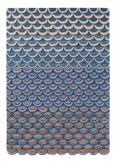 Azure Scales Hand Tufted Wool Rug with Ocean Gradient Design