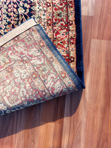 Navy Blue Persian Design Rectangular Carpet for Your Living Room.