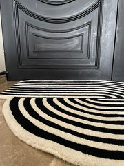 Black & White Geometric Hand-Tufted Wool Rug"