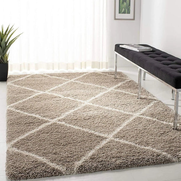 Carpet for Living, Beige ivory 2-inch Thick Carpet, Home Decor Shaggy Carpet