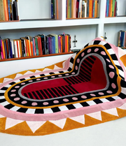 Hand-Tufted Carpet – Modern Abstract Rug in Yellow, Red & White | Contemporary Living Room & Bedroom Decor