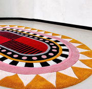 Hand-Tufted Carpet – Modern Abstract Rug in Yellow, Red & White | Contemporary Living Room & Bedroom Decor