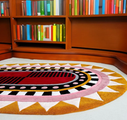 Hand-Tufted Carpet – Modern Abstract Rug in Yellow, Red & White | Contemporary Living Room & Bedroom Decor