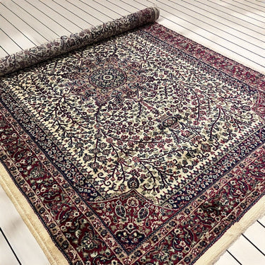 Off White Kashmiri Design Rectangular Carpet for Your Living Room.