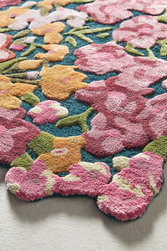 Blossom Motif Silk Hand Tufted Carpet