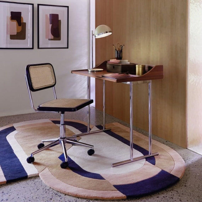 Modern Handmade Irregular Rug | Retro Arch Design in Terracotta & Pink