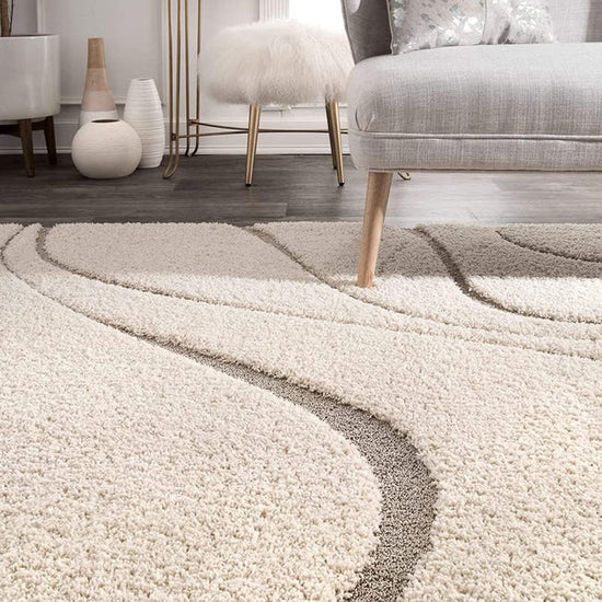 Carpet for Living, Beige wave 2-inch Thick Carpet, Home Decor Shaggy Carpet
