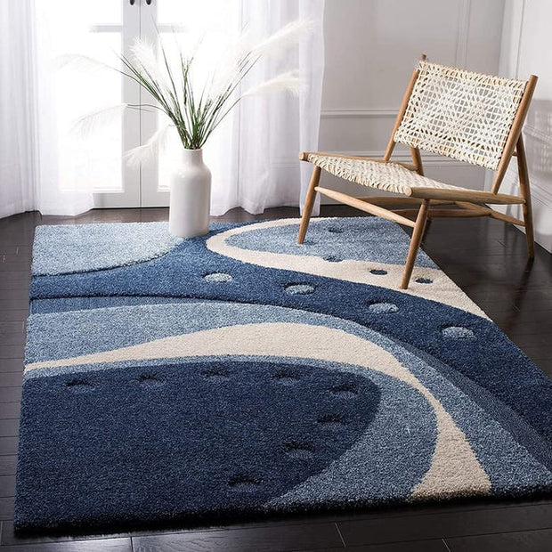Carpet for Living, Teal Blue ivory 2-inch Thick Carpet, Home Decor Shaggy Carpet