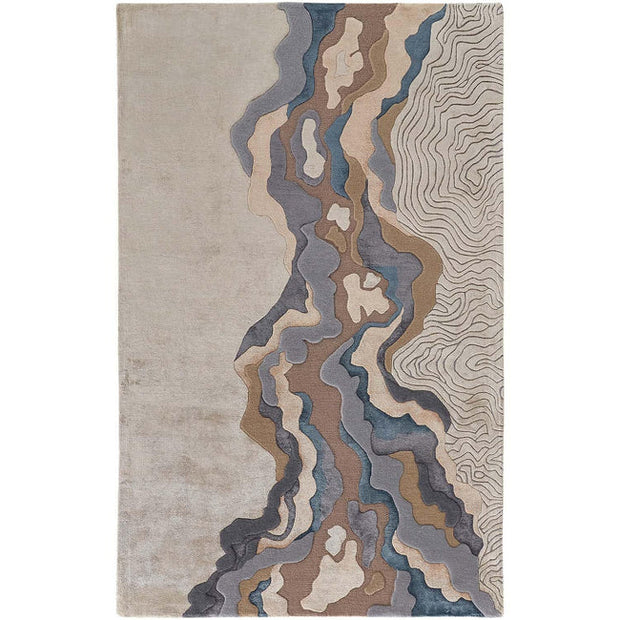 Abstract River Flow Hand-Tufted Silk Carpet