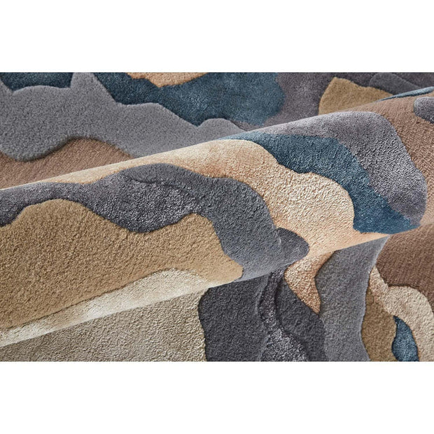 Abstract River Flow Hand-Tufted Silk Carpet