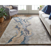 Abstract River Flow Hand-Tufted Silk Carpet