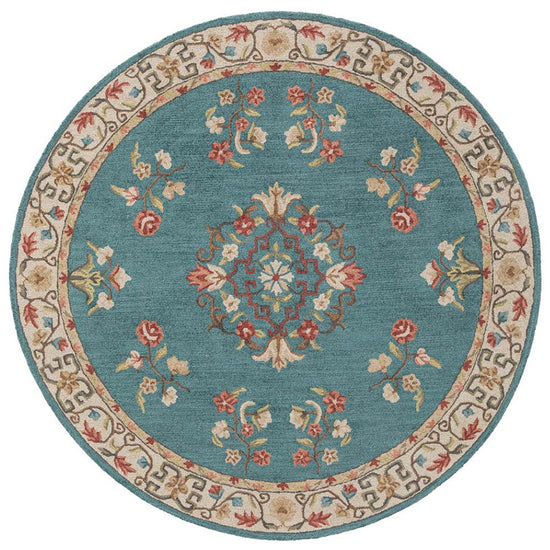 Blue traditional hand tufted woollen rugs