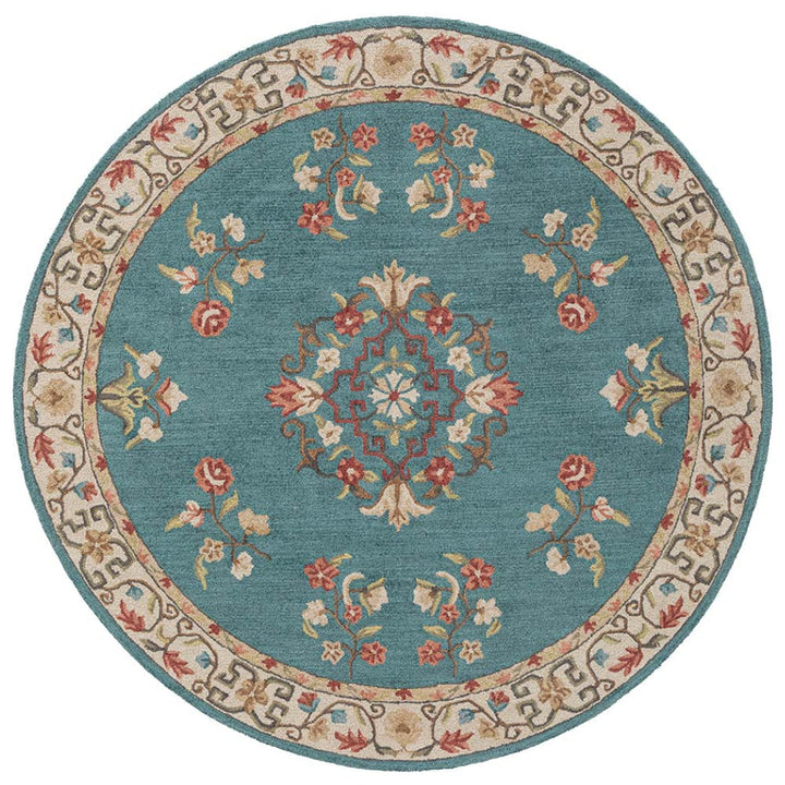 Blue traditional hand tufted woollen rugs
