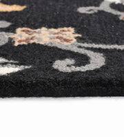 Elegant Black & Gold Hand-Tufted Floral Carpet