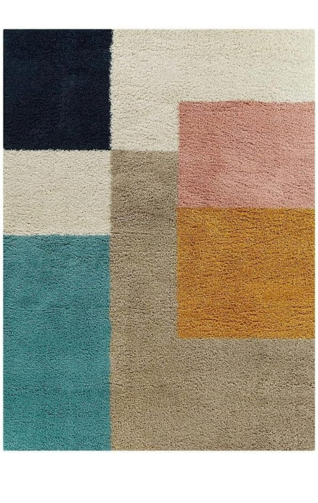Carpet for Living, Multi colour box 2-inch Thick Carpet, Home Decor Shaggy Carpet