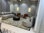 Modern Geometric Handmade Carpet in Grey & Gold Tones