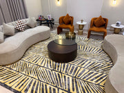 Modern Geometric Handmade Carpet in Grey & Gold Tones