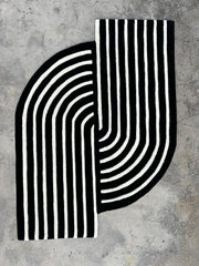 Black & White Geometric Hand-Tufted Wool Rug"