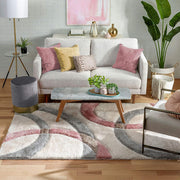 Carpet for Living, Pink ivory beige 2-inch Thick Carpet, Home Decor Shaggy Carpet