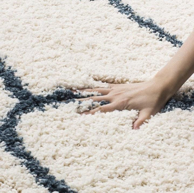 Carpet for Living, Ivory blue 2-inch Thick Carpet, Home Decor Shaggy Carpet