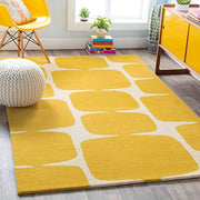 Yellow & White Geometric Hand Tufted Wool
