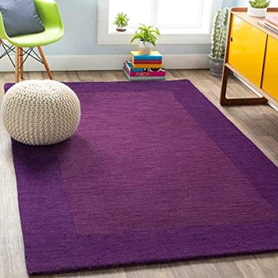Solid Purple Hand Tufted Wool Carpet for Living Room & Bedroom Decor