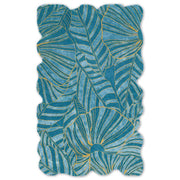 Hand-Tufted Wool Rug with Artistic Leaf Pattern"