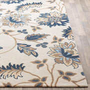 Blue & Beige Floral Hand Tufted Wool Carpet