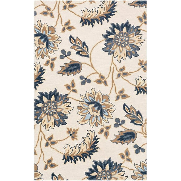 Blue & Beige Floral Hand Tufted Wool Carpet