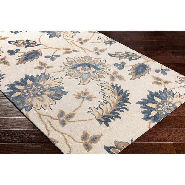 Blue & Beige Floral Hand Tufted Wool Carpet