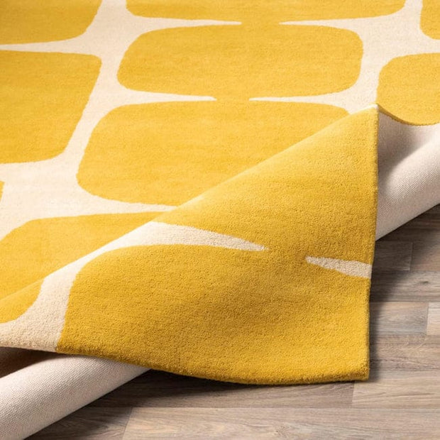 Yellow & White Geometric Hand Tufted Wool