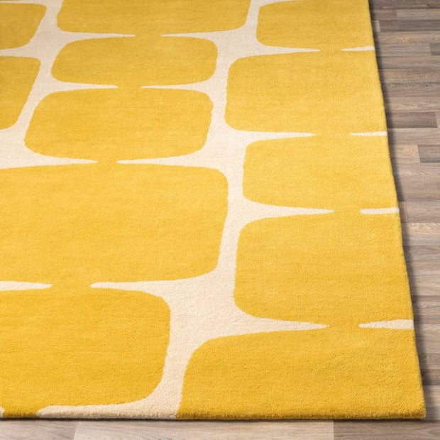 Yellow & White Geometric Hand Tufted Wool