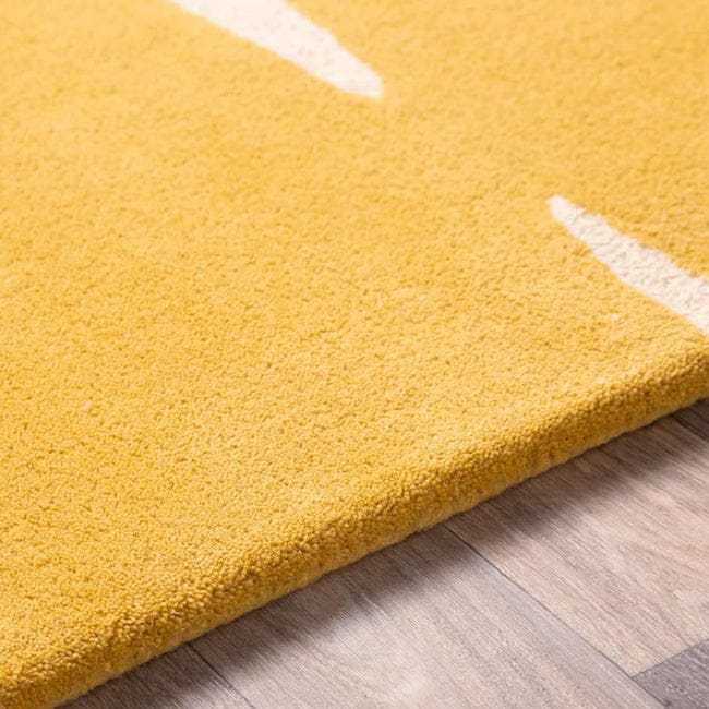 Yellow & White Geometric Hand Tufted Wool