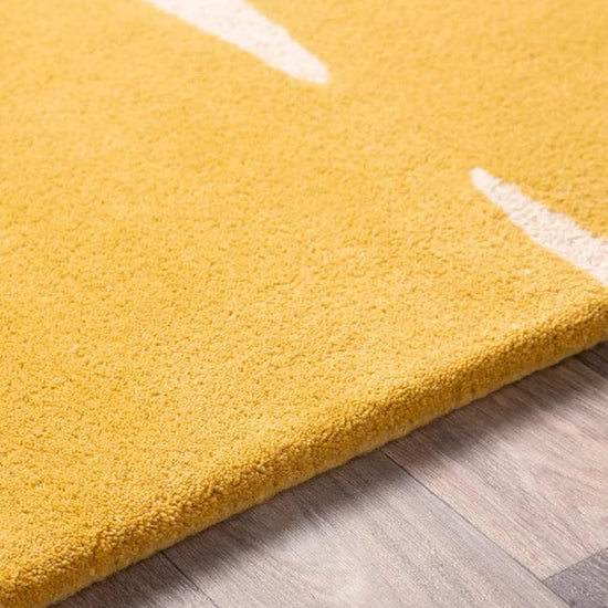 Yellow & White Geometric Hand Tufted Wool