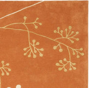 Elegant Orange & Cream Hand Tufted Wool Carpet with Floral Design