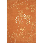 Elegant Orange & Cream Hand Tufted Wool Carpet with Floral Design