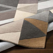 Modern Geometric Design Hand Tufted Wool Carpet in Neutral Tones