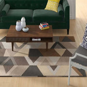 Modern Geometric Design Hand Tufted Wool Carpet in Neutral Tones