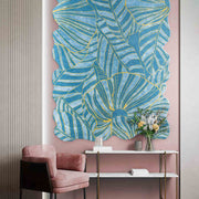 Hand-Tufted Wool Rug with Artistic Leaf Pattern"