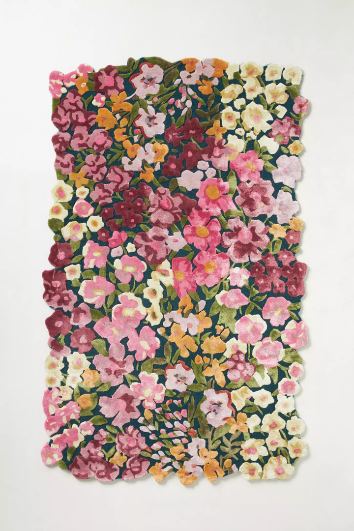 Blossom Motif Silk Hand Tufted Carpet