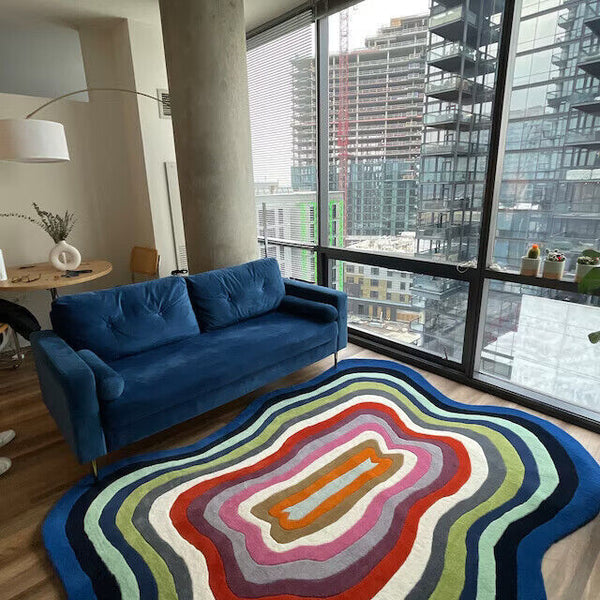 Flow Handmade Irregular Shape Carpet – Modern Organic Abstract Rug for Living Room & Bedroom